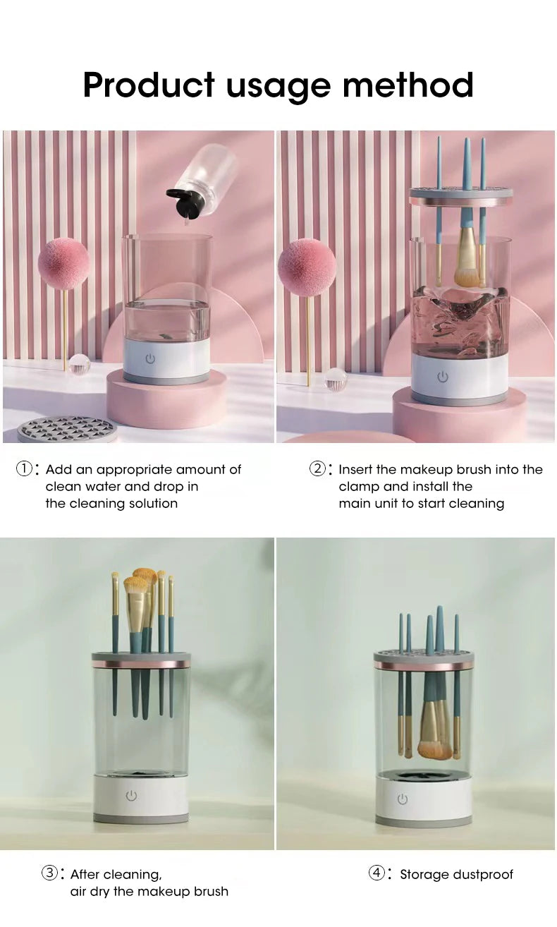 Electric Makeup Brush Cleaner Rechargeable Makeup Brushes Cleaning Tool Automatic Makeup Brush Cleaning Stand Device - Artigo Importado