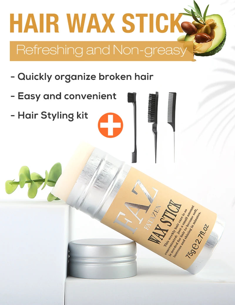 75g/1pcs Hair Styling Wax Stick,Refreshing Non-Greasy，Suitable For Controlling Frizzy And Unruly Edges Of Natural Or Wig Hair - Artigo Importado