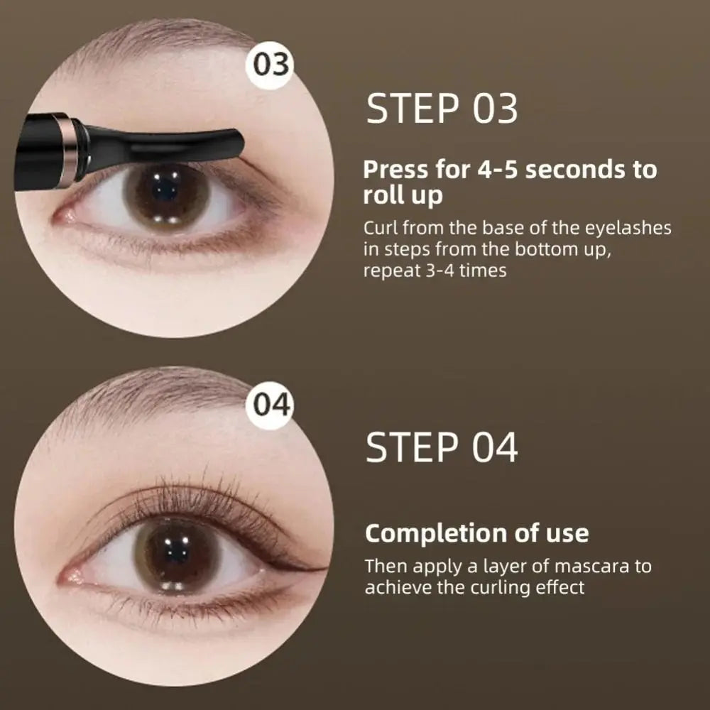 Long Lasting Electric Heated Eyelash Curler Anti-scald 4 Modes Temperature Portable Eyelash Curling Device Natural-Looking - Artigo Importado