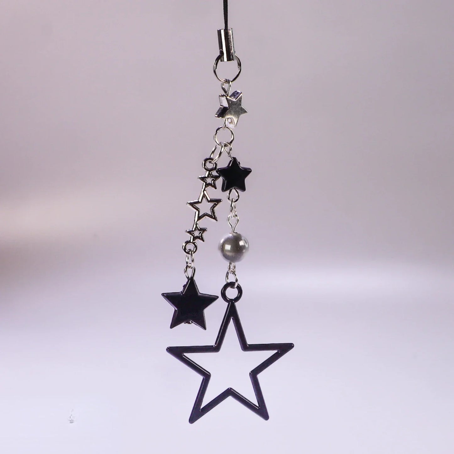 Y2K Style Metal Black Star Pendant Phone Charm Strap Sweet Cool Girl Pendant Cellphone Lanyard Keycord For iPhone Keychain - Artigo Importado