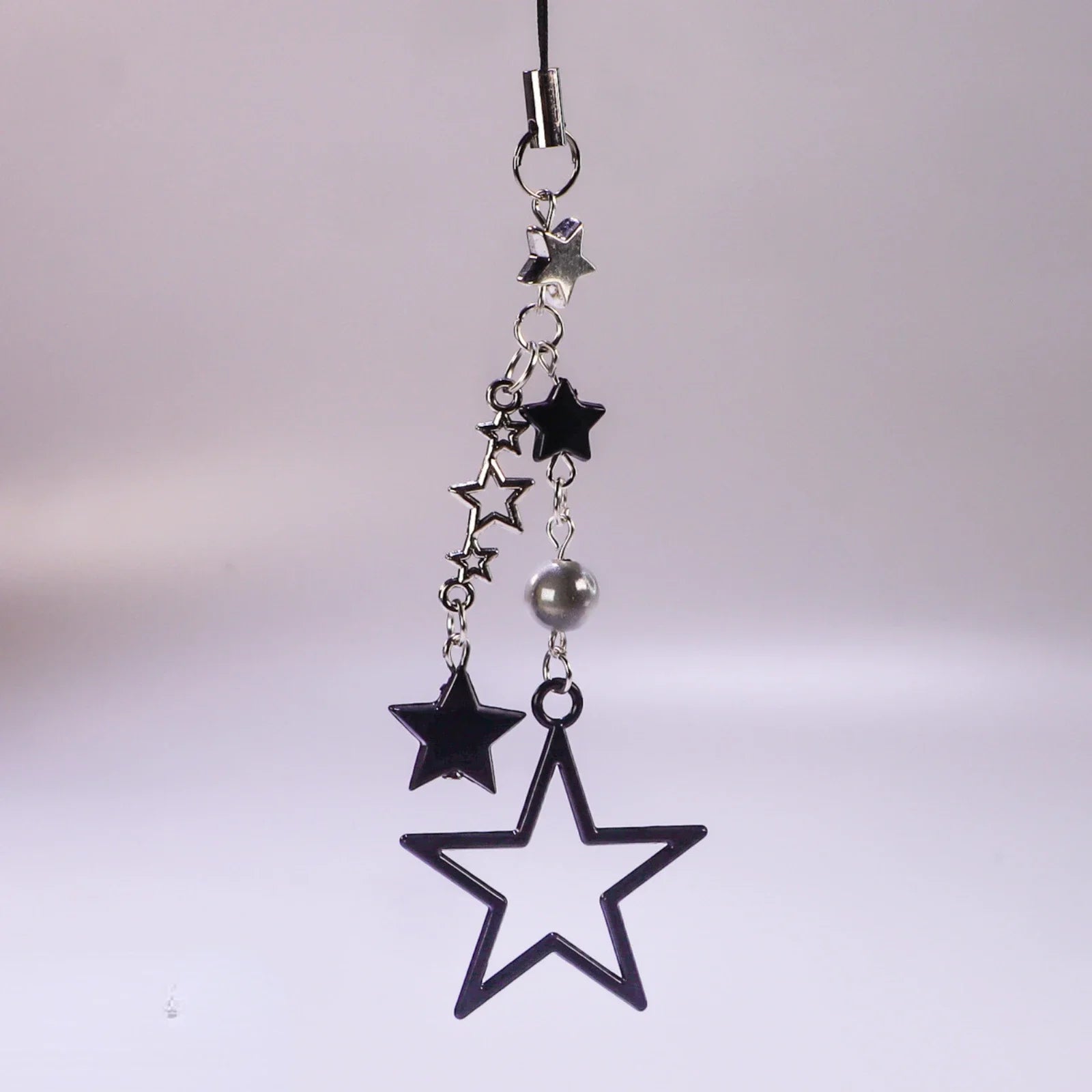 Y2K Style Metal Black Star Pendant Phone Charm Strap Sweet Cool Girl Pendant Cellphone Lanyard Keycord For iPhone Keychain - Artigo Importado