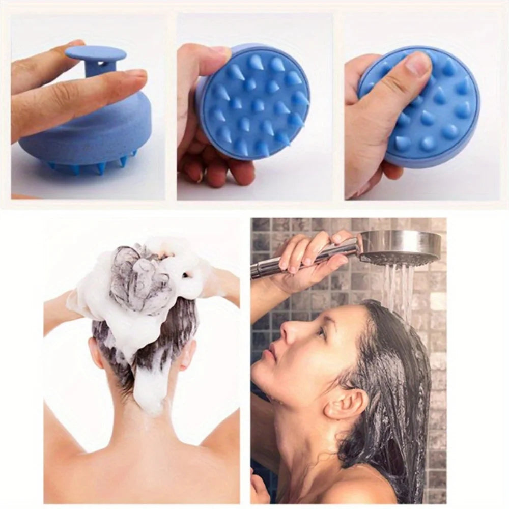 1pc Silicone Shampoo Brush Body Massage Brush Bath Shower Brush Salon Hairdressing Tool Scalp Massage Comb Hair Washing Comb - Artigo Importado