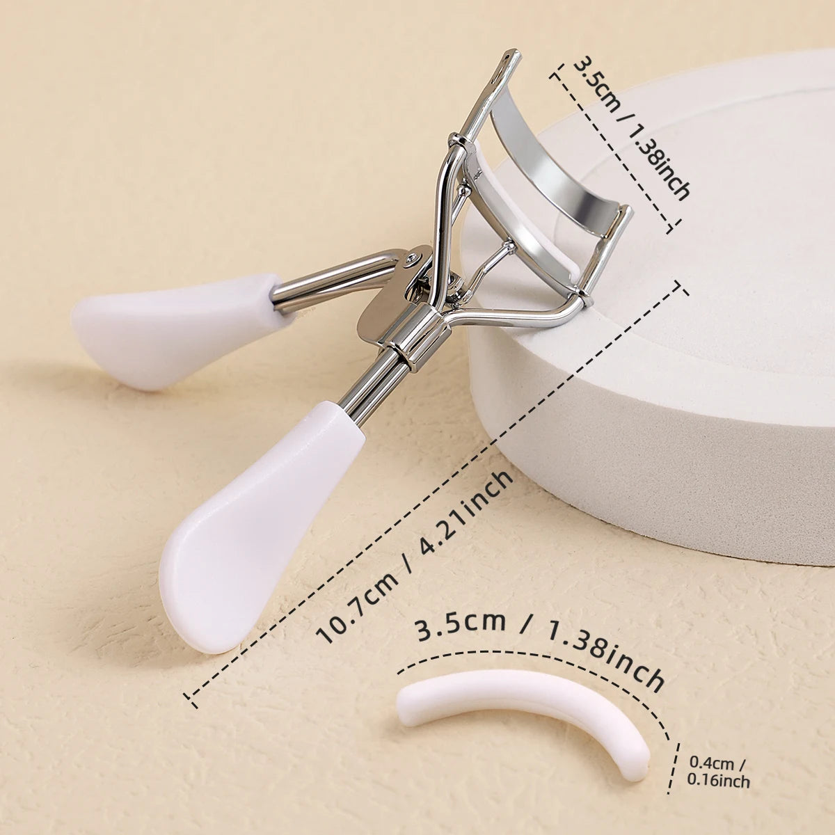 Portable Eyelash Curler with 15 Silicone Pads and Stainless Steel Eyelash Curler, Used for Eyelash Extension and Curling Tools - Artigo Importado