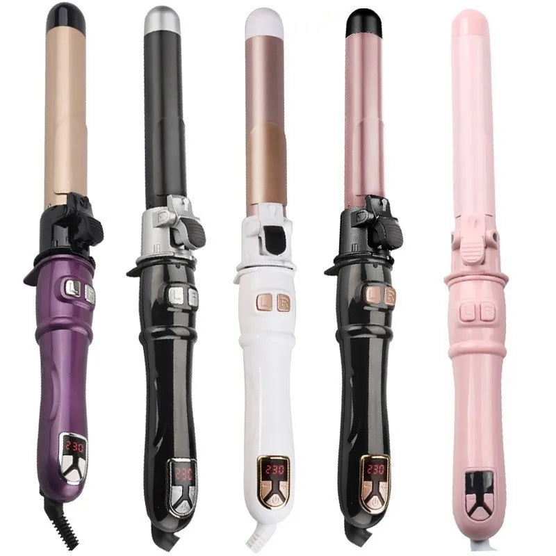 Automatic Hair Curler 1.1inches Rotating Curling Iron with LED Display Fast Heating Curling Wand Hair Curler for Home&Travel Use - Artigo Importado