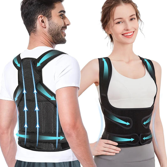 Posture Corrector for Women and Men, Adjustable Back Brace for Scoliosis, Hunchback Correction, Back Support and Posture Trainer - Artigo Importado
