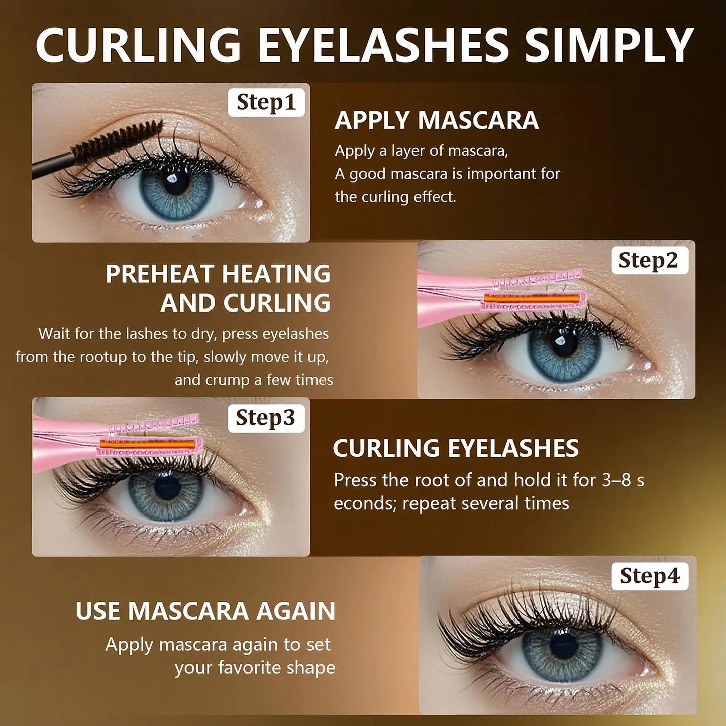 Heated Eyelash Curler 2-in-1 Clip-Type Design 3 Temperature Modes USB Rechargeable Electric Eyelash Curler for Women Girls Gift - Artigo Importado