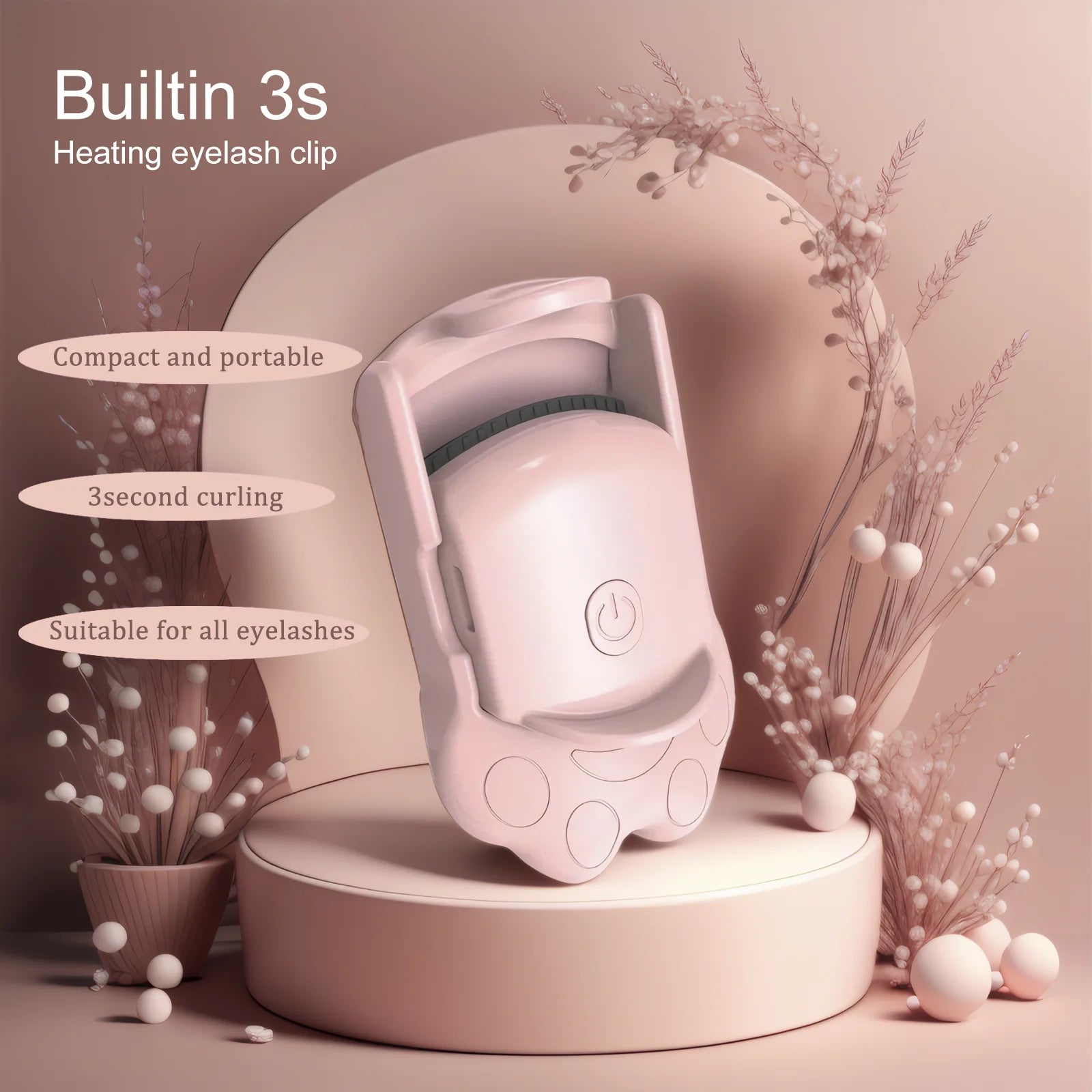 Electric Heated Eyelash Curler for Lasting Styling Portable Lash Lift Tool Intelligent Natural Curling with USB Rechargeable - Artigo Importado