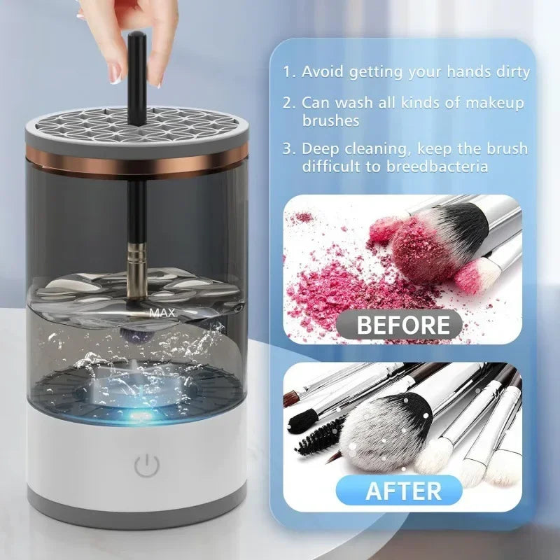 1PC Electric Makeup Brush Cleaner Rechargeable Makeup Brushes Cleaning Tool Automatic Makeup Brush Cleaning Stand Device - Artigo Importado